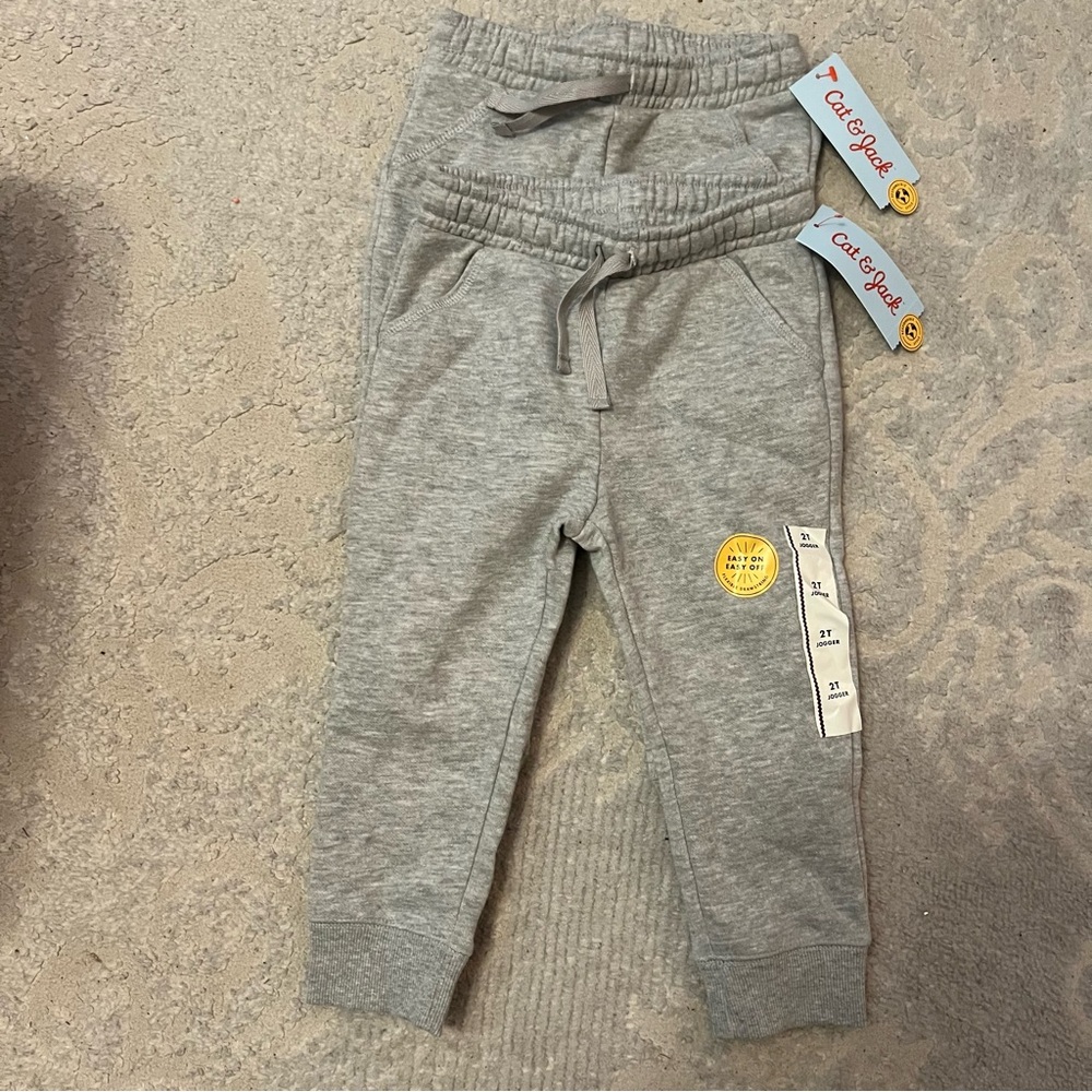 Cat & Jack Heather Gray Kids Joggers lot of 2 new with tags